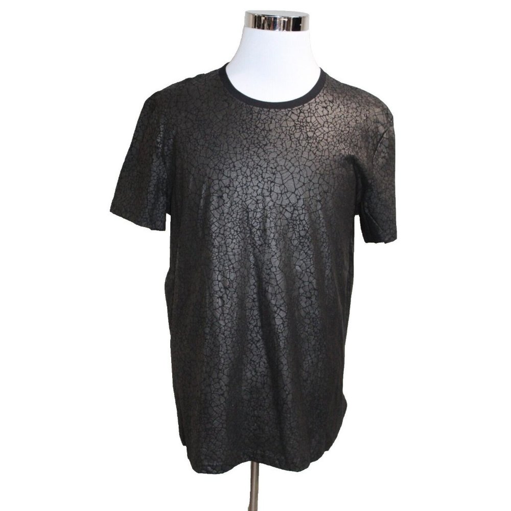 Elevenparis Men's Black Crackle Coated Graphic T-Shirt NWOT Size XL